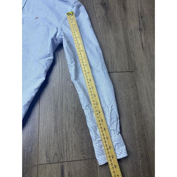 Ralph Lauren Cotton Striped Button Down Shirt L 14/16 Classic Preppy Blue - Picture 5 of 9